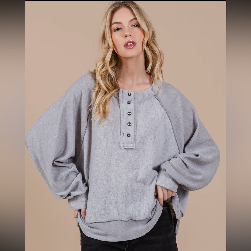 Solid Loose Fit Knit Sweatshirt